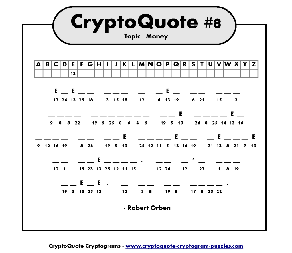 Free Online Printable Cryptogram Puzzles