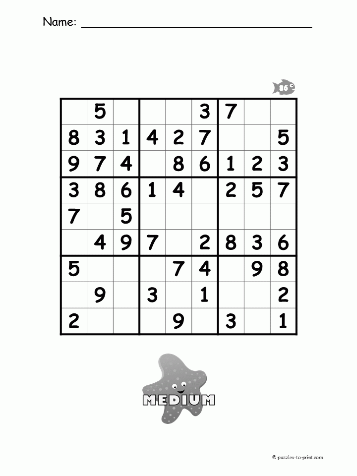 4 Medium Beginner Sudoku Free Printable Puzzles Word