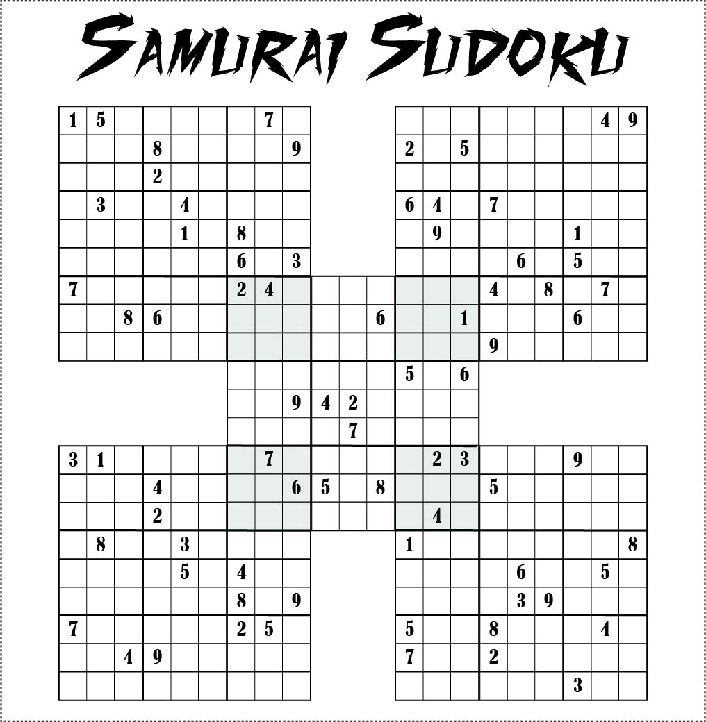 Printable Sudoku Puzzles Com Samurai
