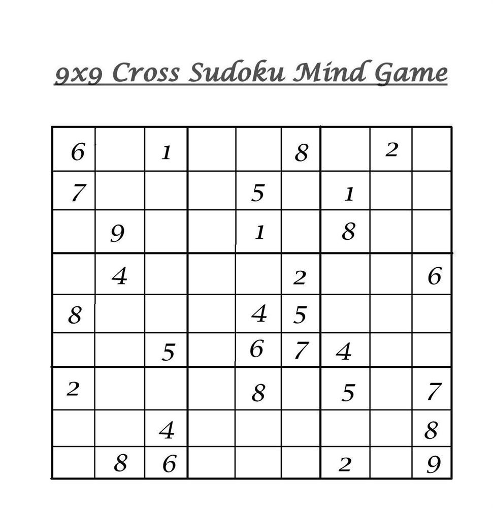 9 X 9 Sudoku Printable Sudoku Printable