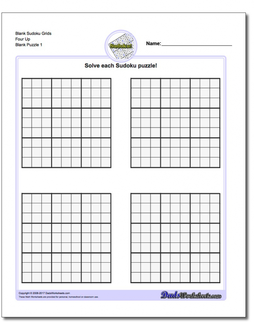 Printable Blank Sudoku Grids 2 Per Page