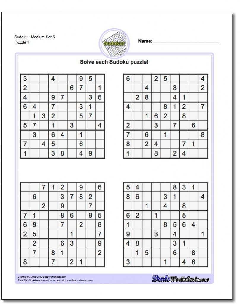 Sudoku Printable Pdf Medium