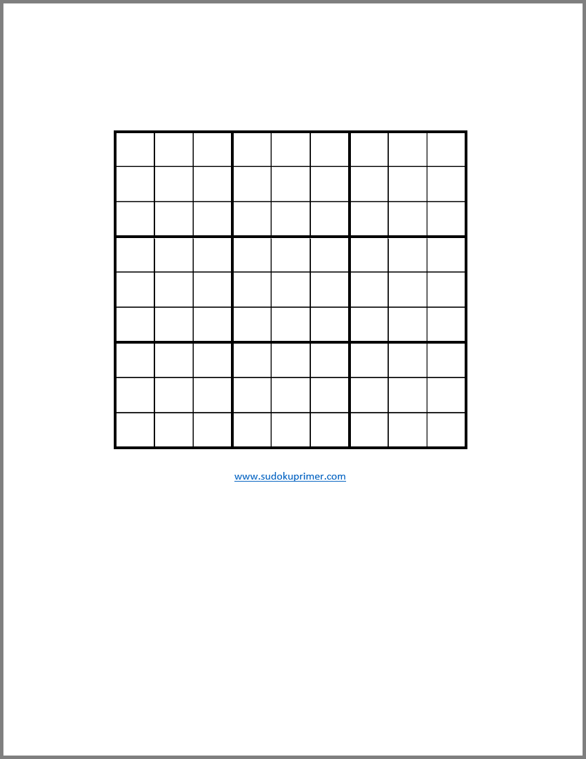 Sudoku Board Printable
