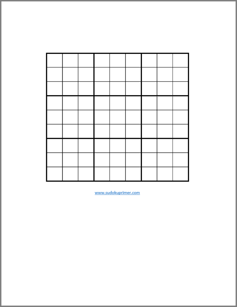 Blank Sudoku Printable PDF Sudoku Printable