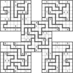 Diagonal Jigsaw Samurai X Sudoku Variant Puzzle Sudoku