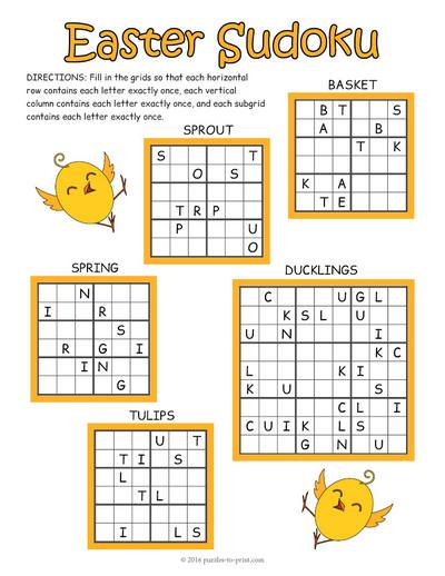 Easter Sudoku Puzzle Worksheet