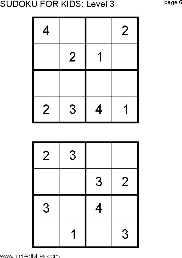 Easy Printable Sudoku Puzzles For 6 Year Olds With