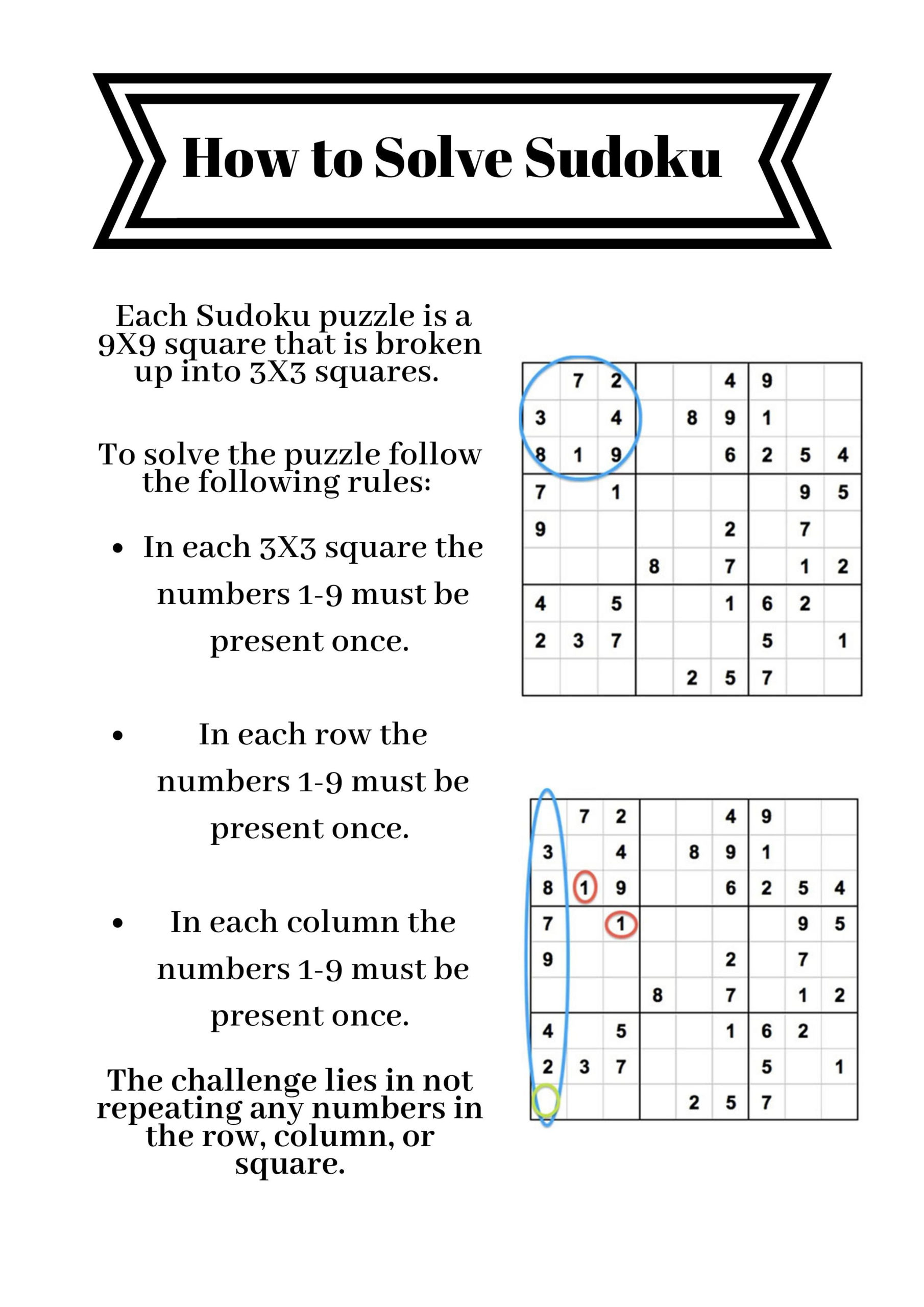 Easy Sudoku With Instructions Printable