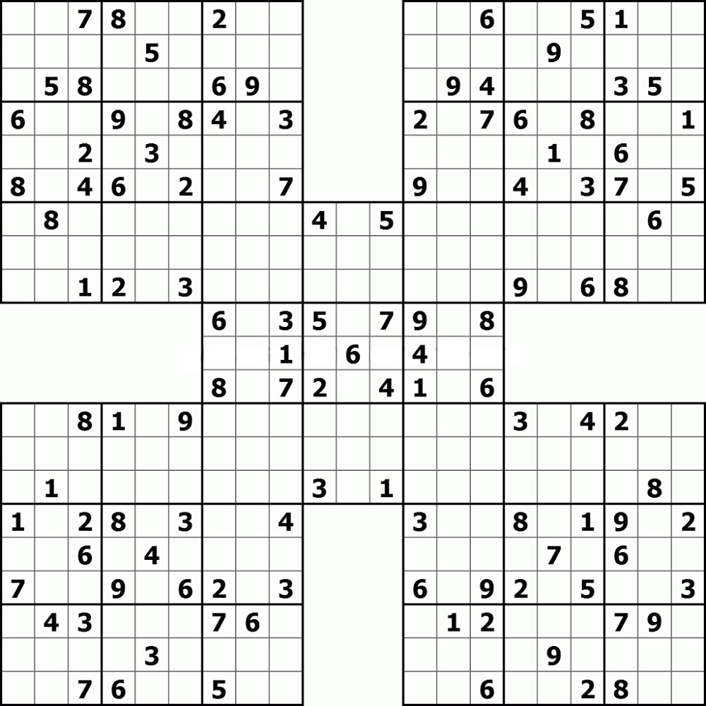 High Five Sudoku Puzzles Printables