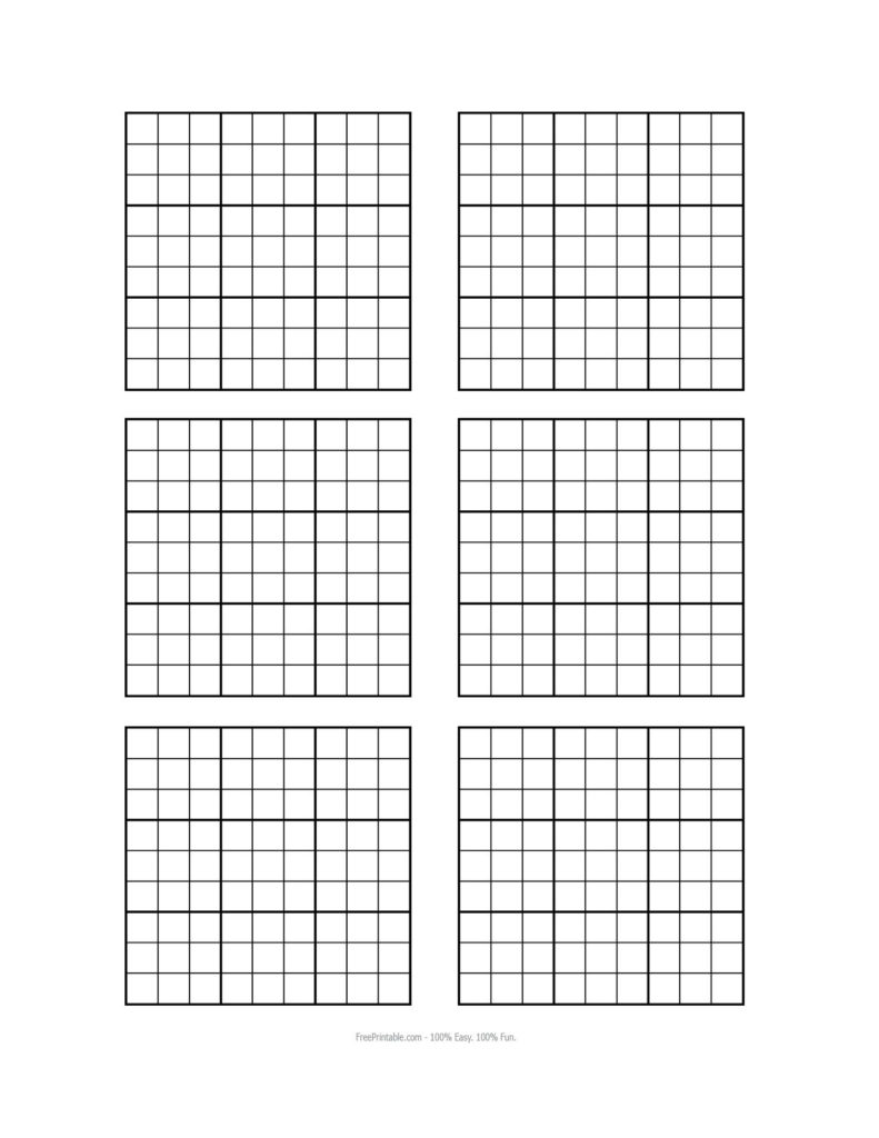 Free Printable Blank Sudoku Grids Sudoku Printable