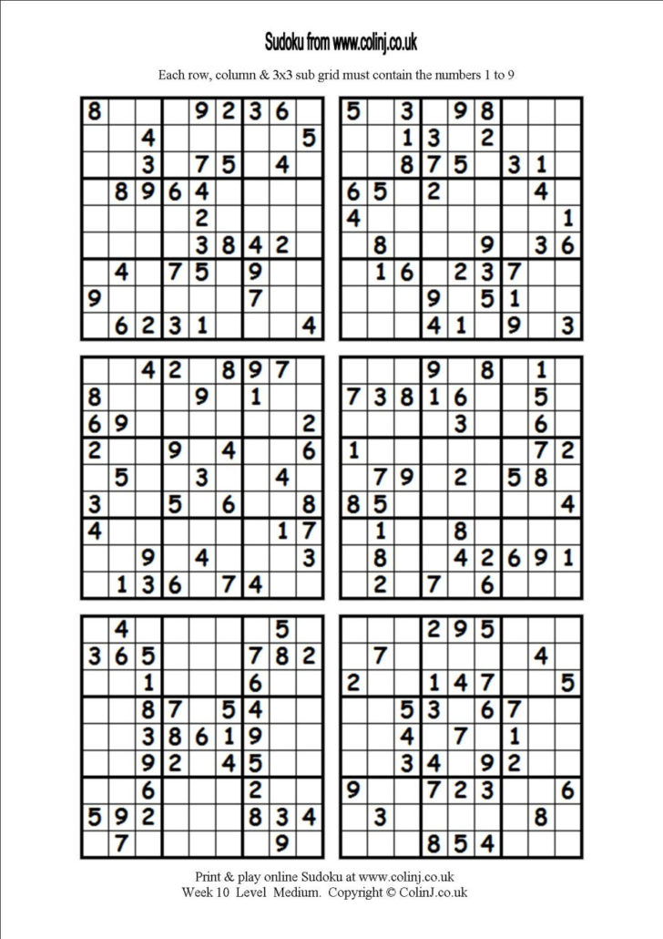Printable Sudoku Puzzles Free 6 Per Page