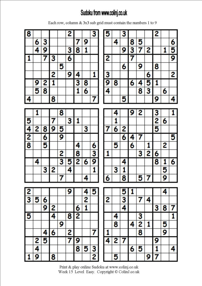 Free Printable Sudoku 6 Per Page Pdf