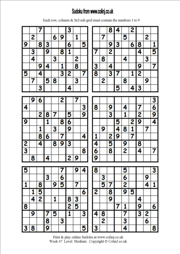Free Printable Sudoku 6 Per Page Pdf Sudoku Printable