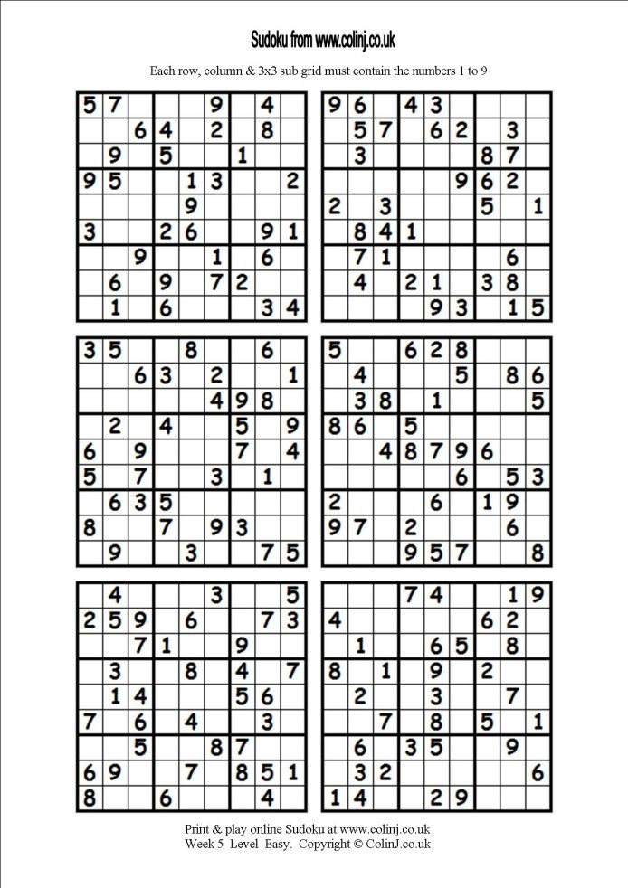 Free Printable Sudoku 6 Per Page Pdf Sudoku Printable