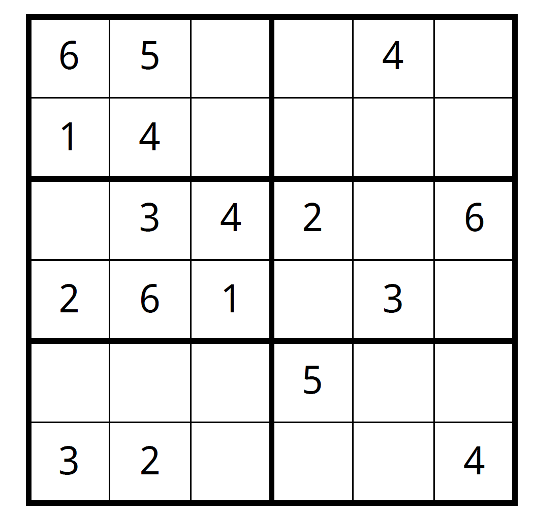 Free Printable Sudoku 6x6