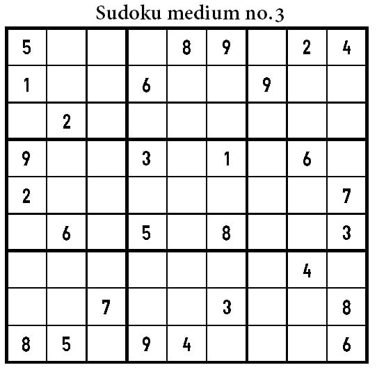 Medium Printable Sudoku Print