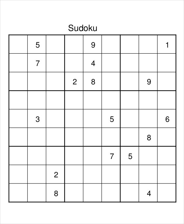 Printable Sudoku Template