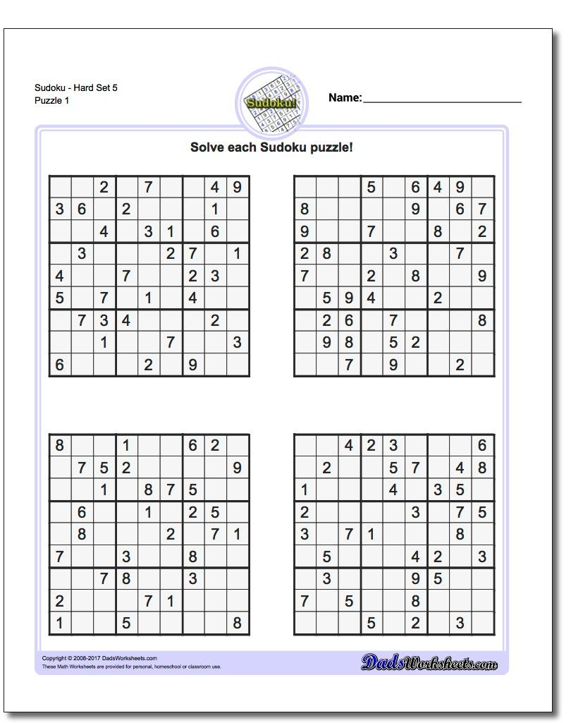 Hard Sudoku Printable Sheets