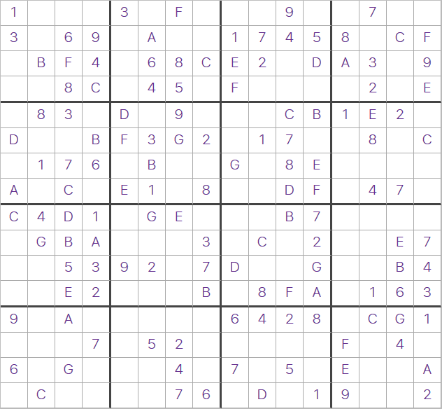 16 By 16 Sudoku Printable