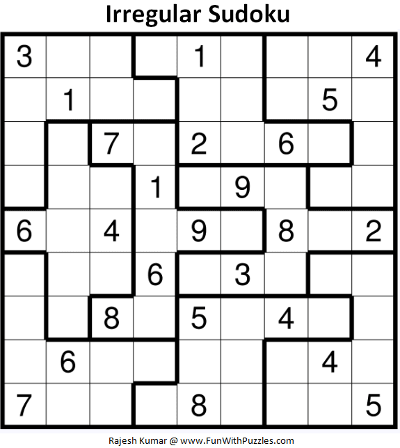 Free Printable Irregular Sudoku Puzzles