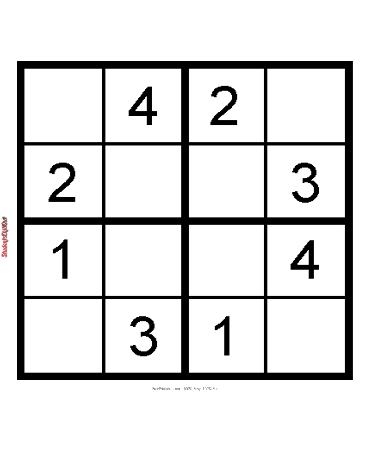 Easy Sudoku For Kids Printable