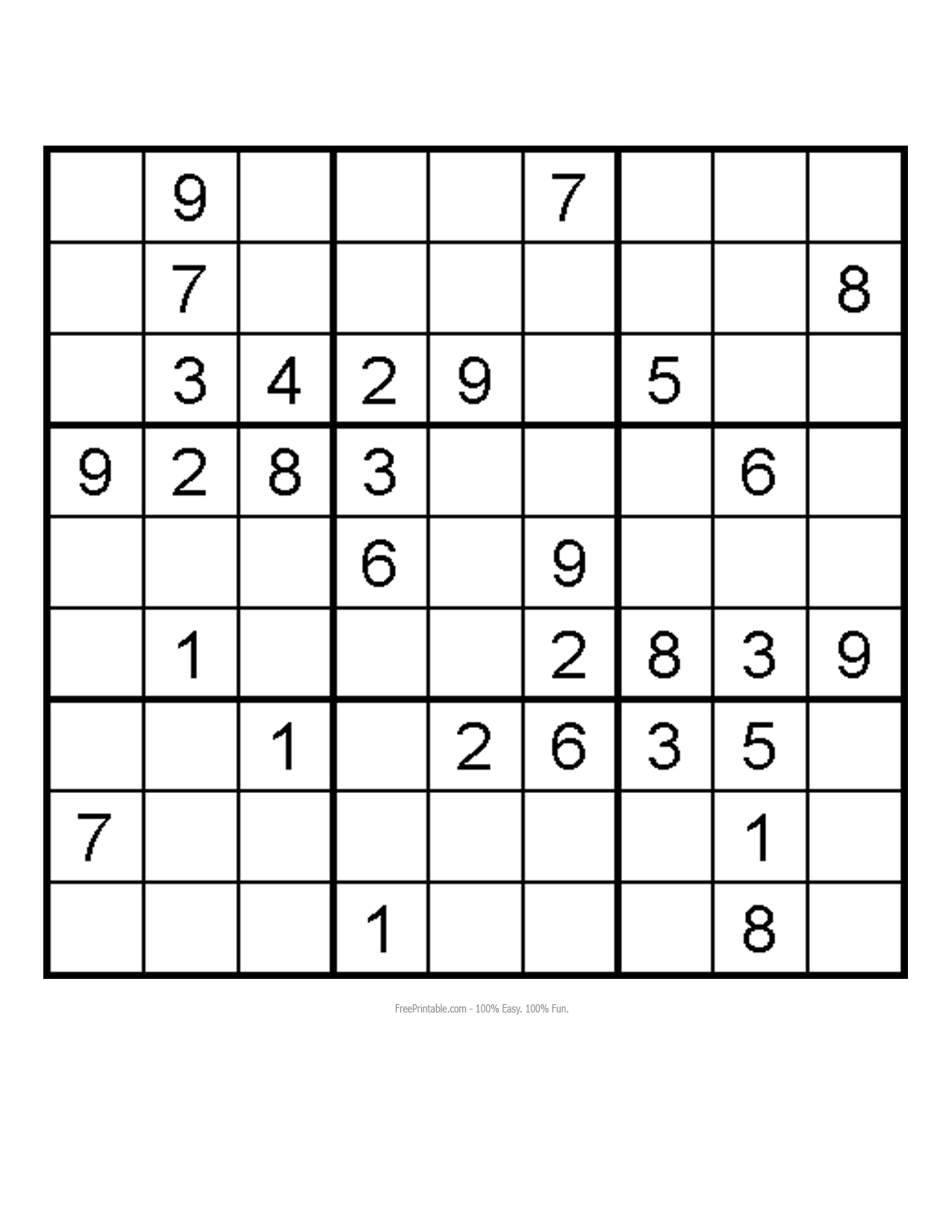 Medium Printable Sudoku Print