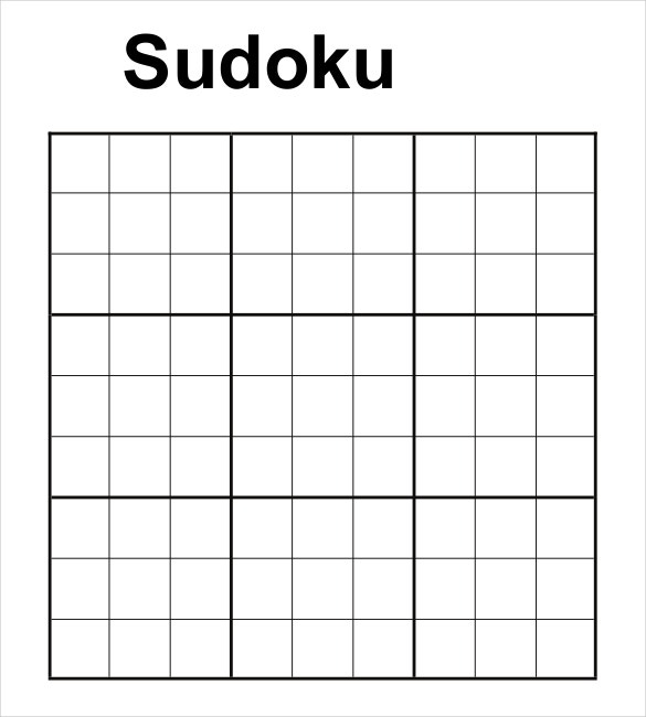 Sudoku Blank Form Printable