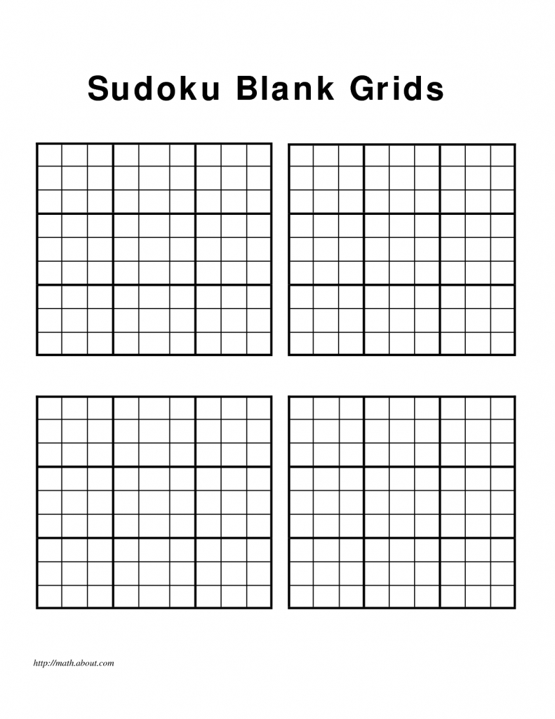 Printable Blank Sudoku 4 Per Page