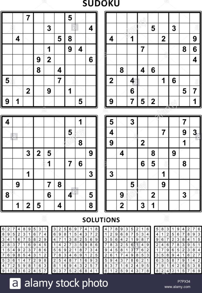 Printable Sudoku 4 Per Page With Answers Sudoku Printable