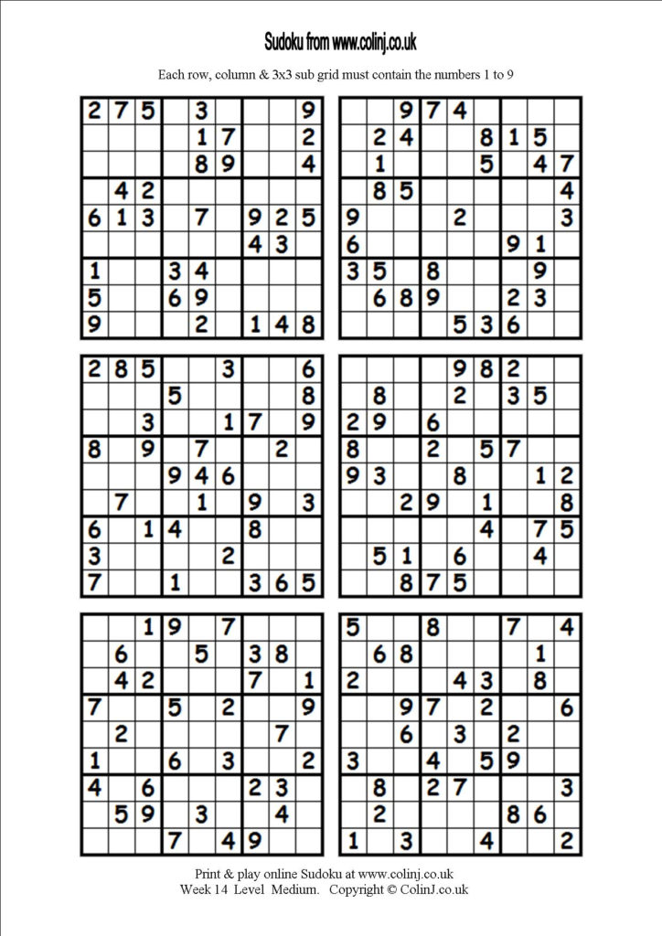 Printable Sudoku 6 Per Page Easy Printable Card Template
