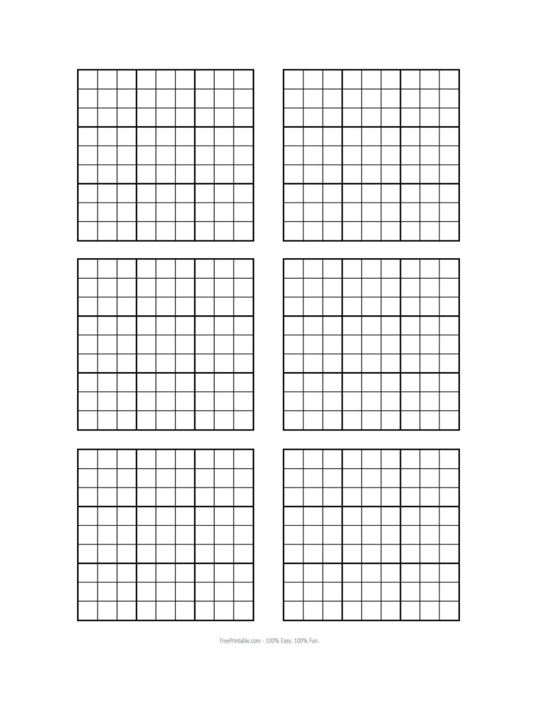 Printable Blank Sudoku Puzzle Grids