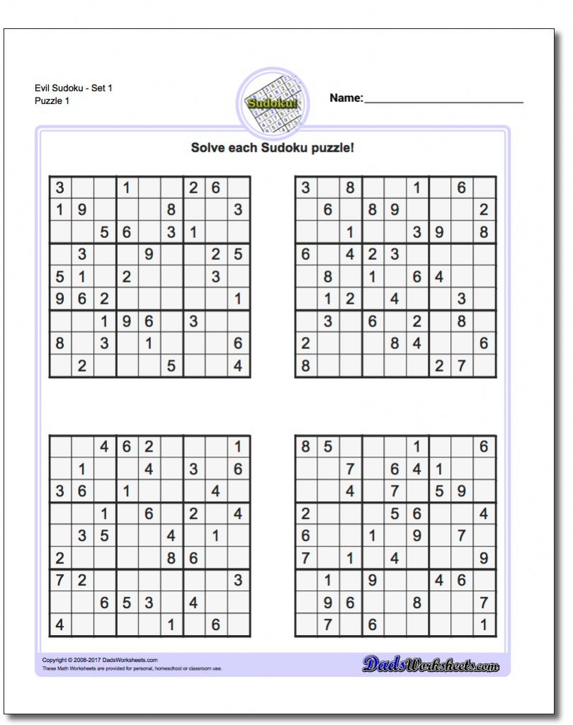 Sudoku Medium Printable 4 Per Page
