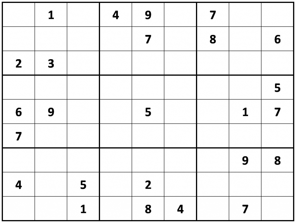 Printable Sudoku Puzzles For Adults