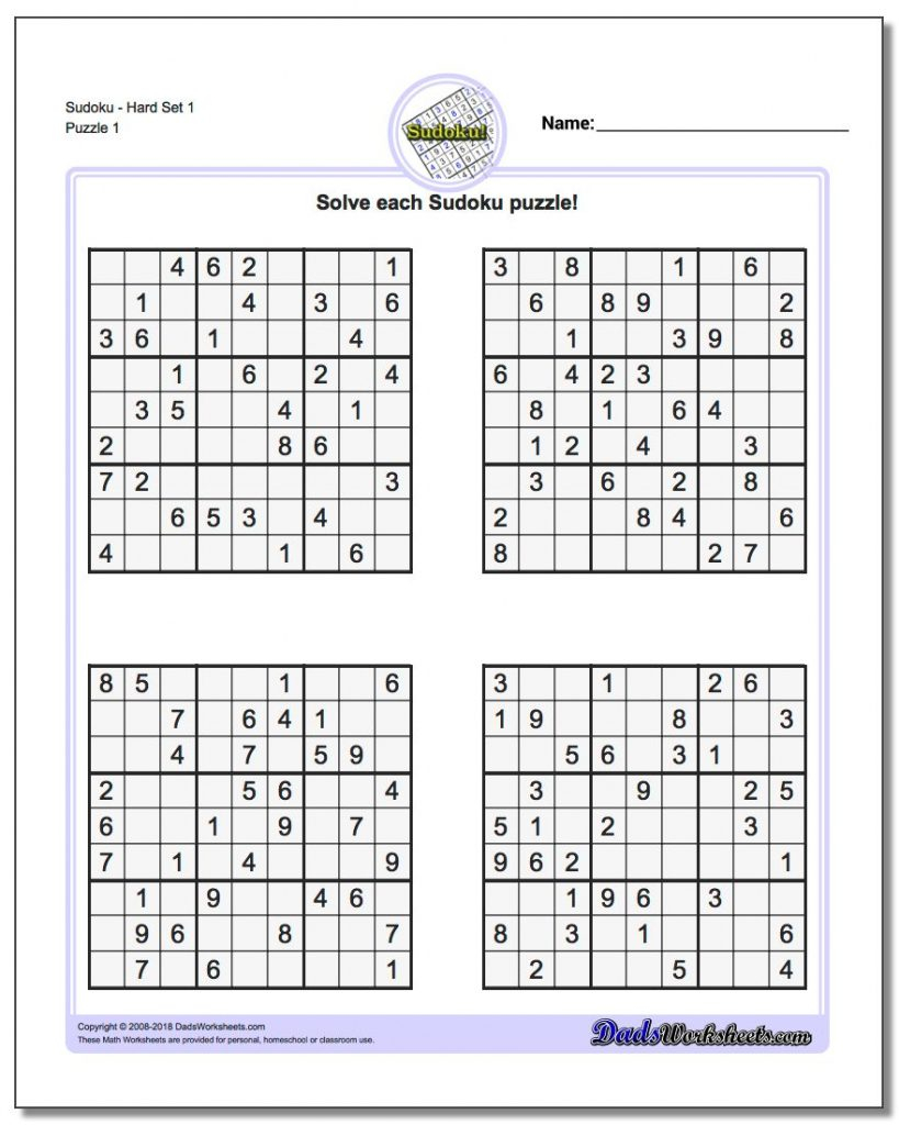 Free Printable Sudoku Variations