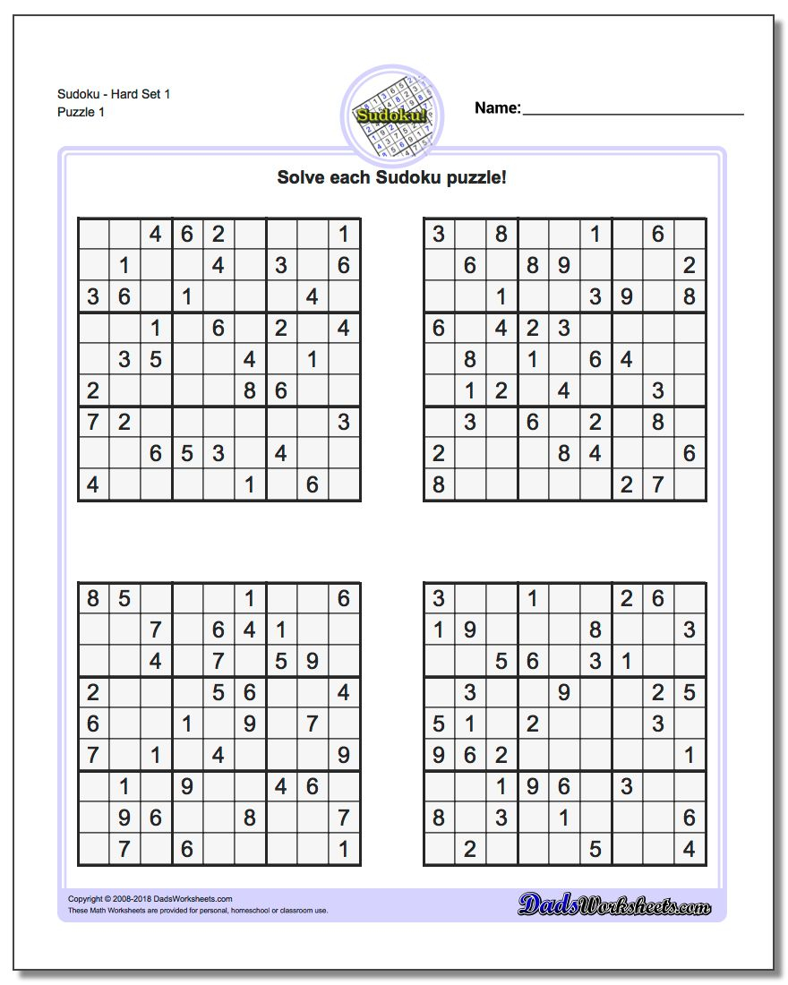 Free Printable Sudoku Hard
