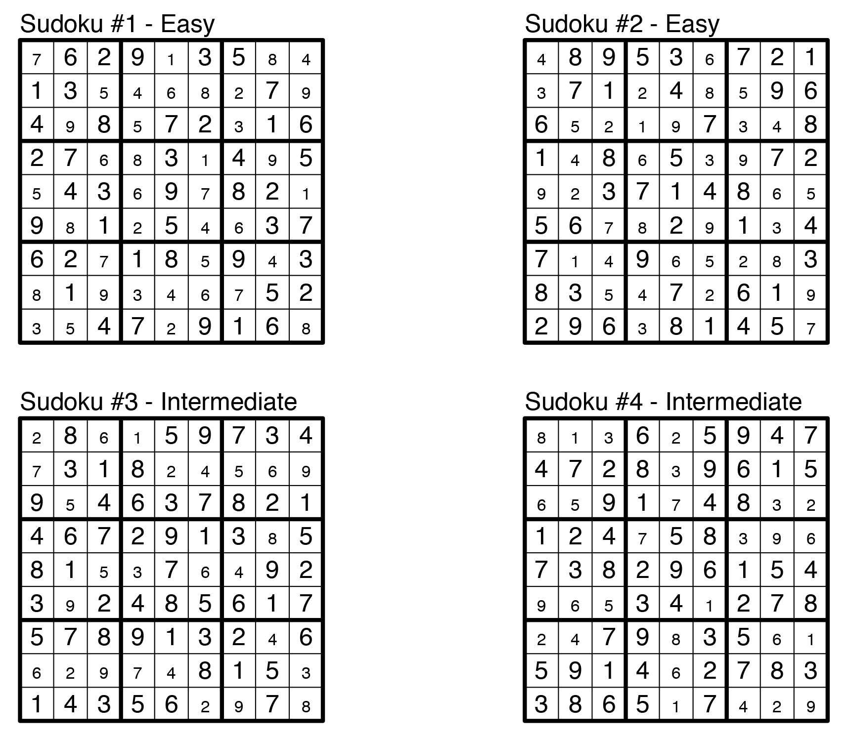 Printable Sudoku Puzzles And Answers