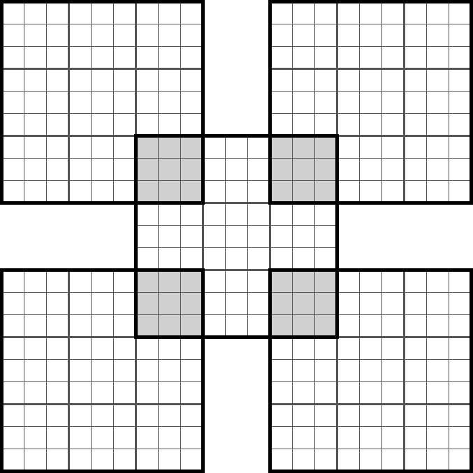 Printable 13 Grid Samurai Sudoku