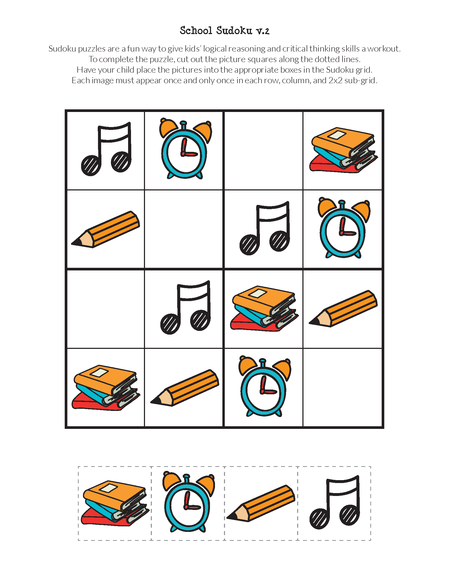 Kindergarten Sudoku Printable