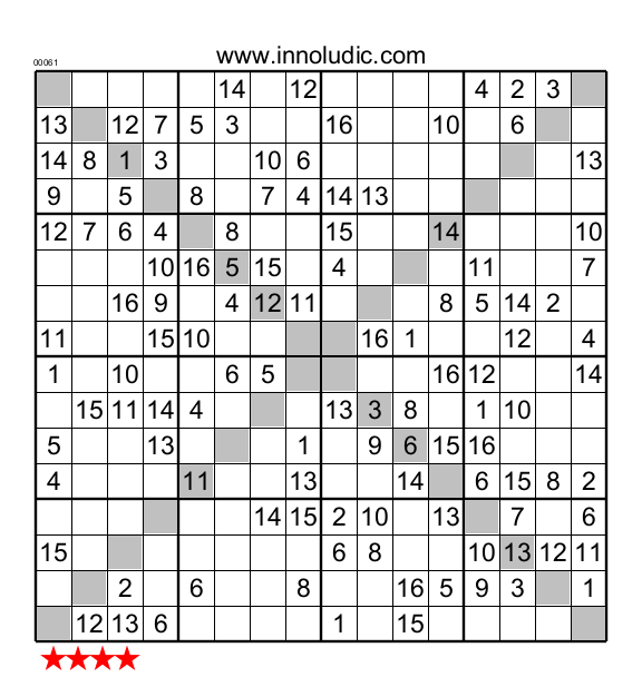 Printable Super Sudoku 16x16