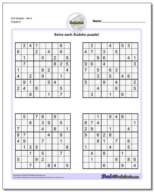 Sudoku Evil Printable