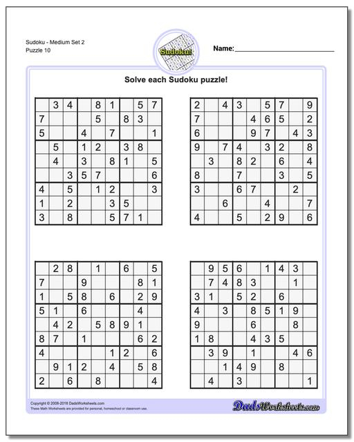 Sudoku Medium Sudoku Printable