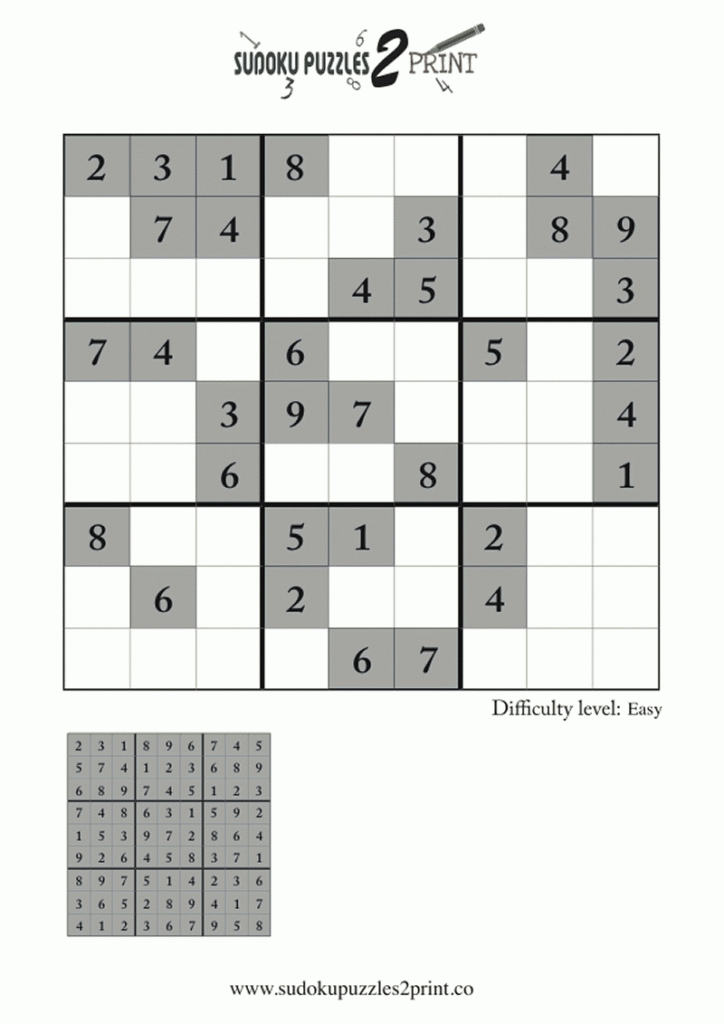 Sudoku Puzzle Printable With Answers Printable Crossword