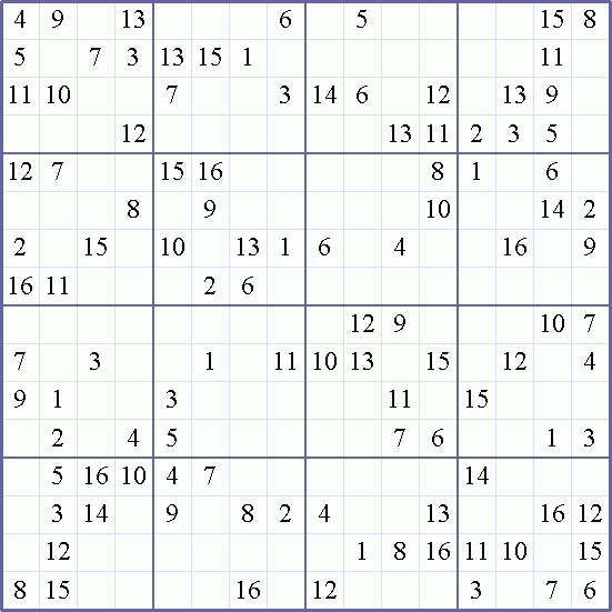 Sudoku Weekly Free Online Printable Sudoku Games 16x16