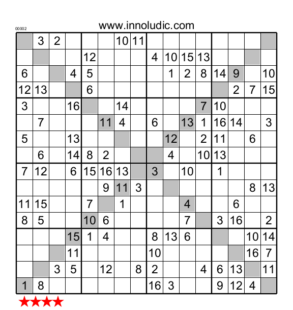 Printable Super Sudoku 16x16