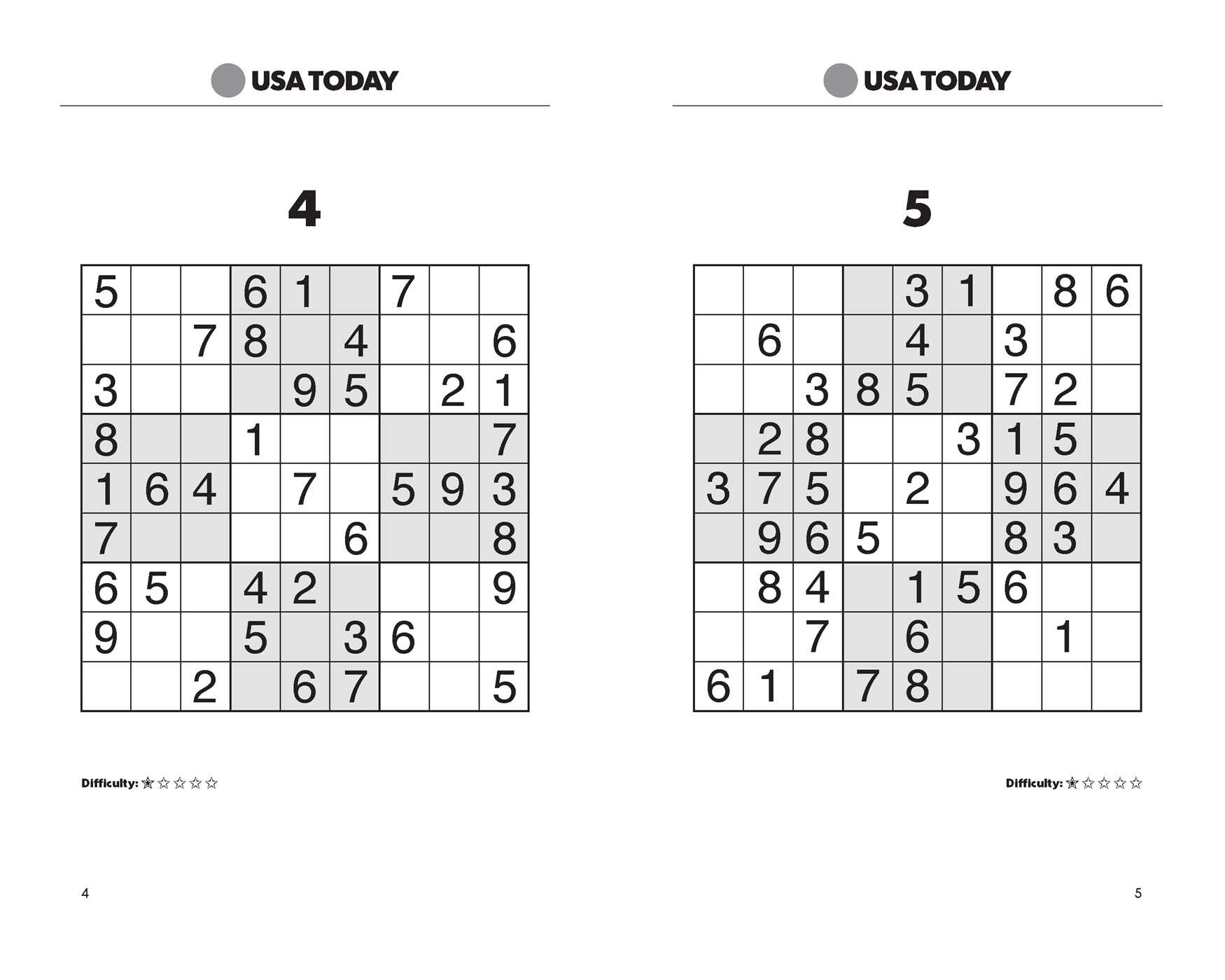 Usa Today Sudoku Printable