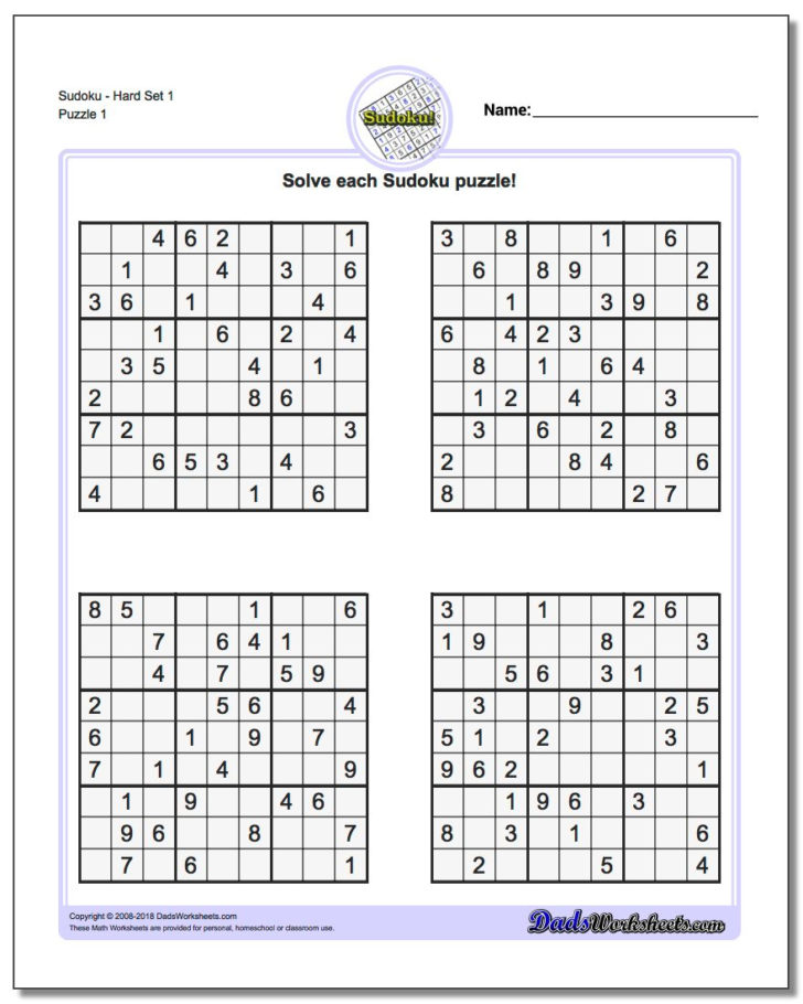 Math Sudoku Printable
