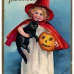 Vintage Halloween Clip Art Darling Little Witch Girl