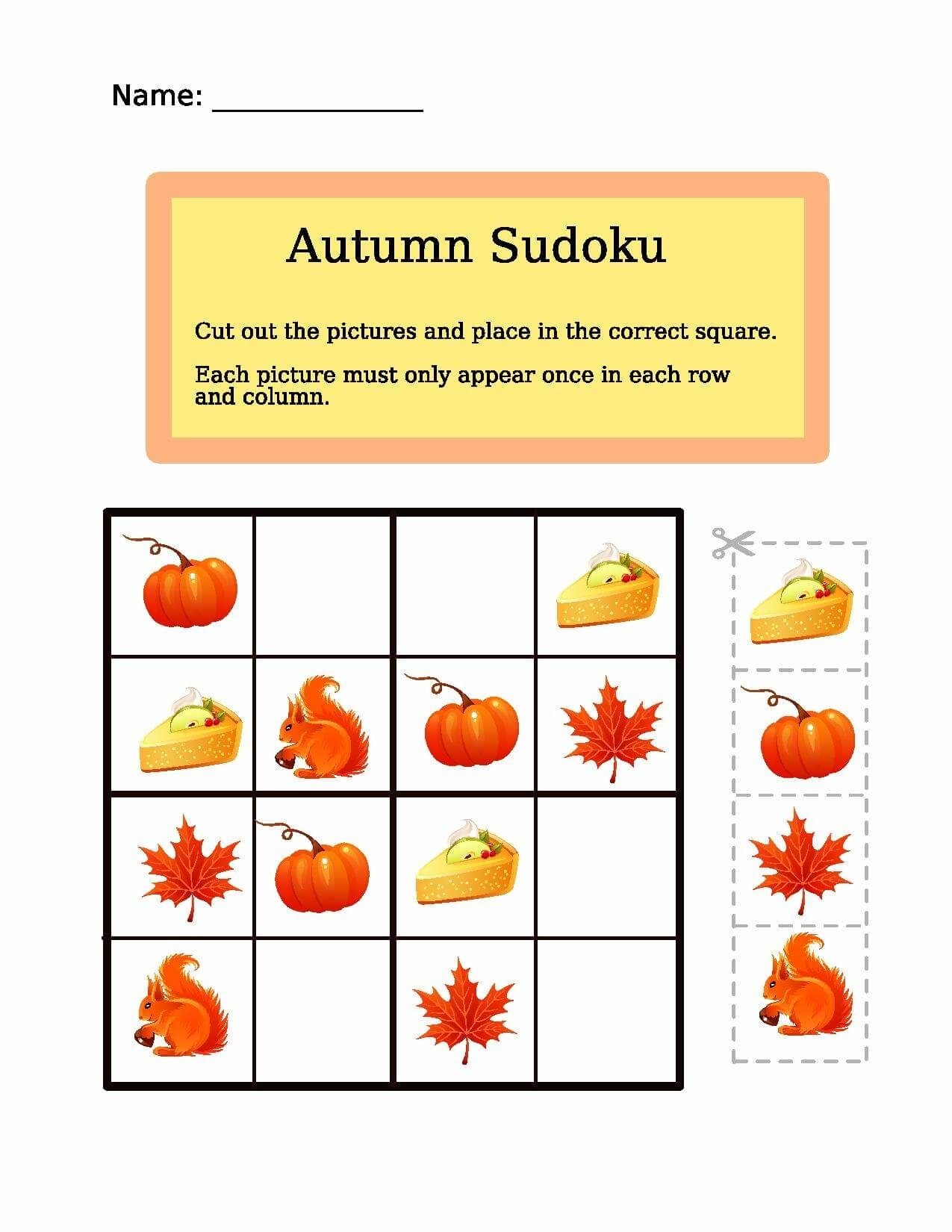 Autumn Sudoku Printable