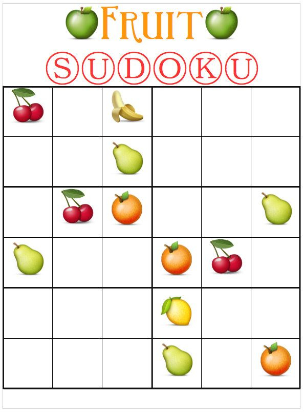 Printable Nutrition Sudoku