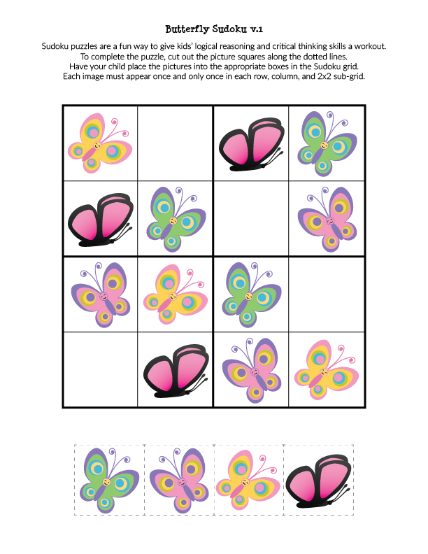 Butterfly Sudoku Puzzles Free Printables Sudoku